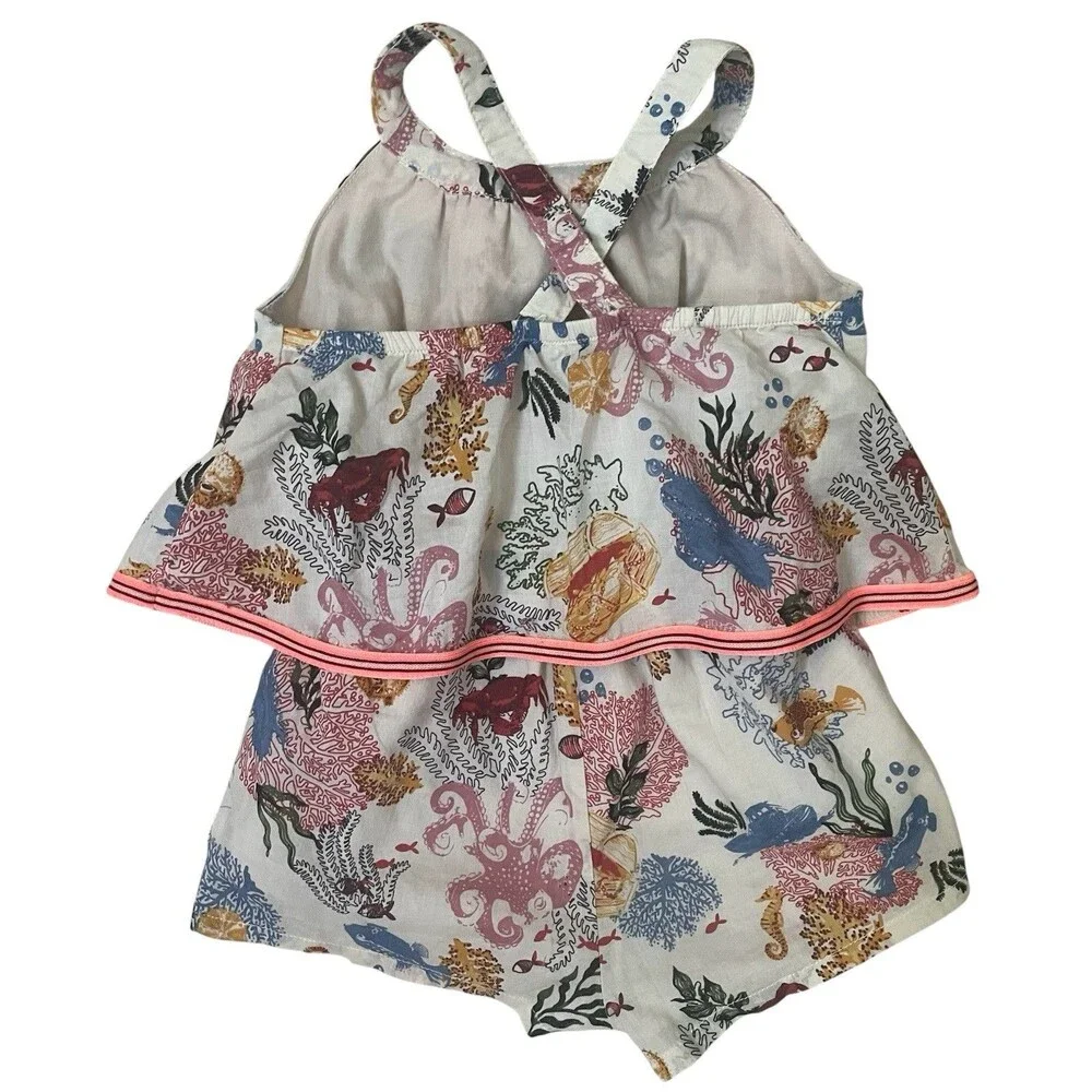 Girl's 12M Ocean Life Novelty Print Sleeveless Shorts Romper | Tommy Bahama
